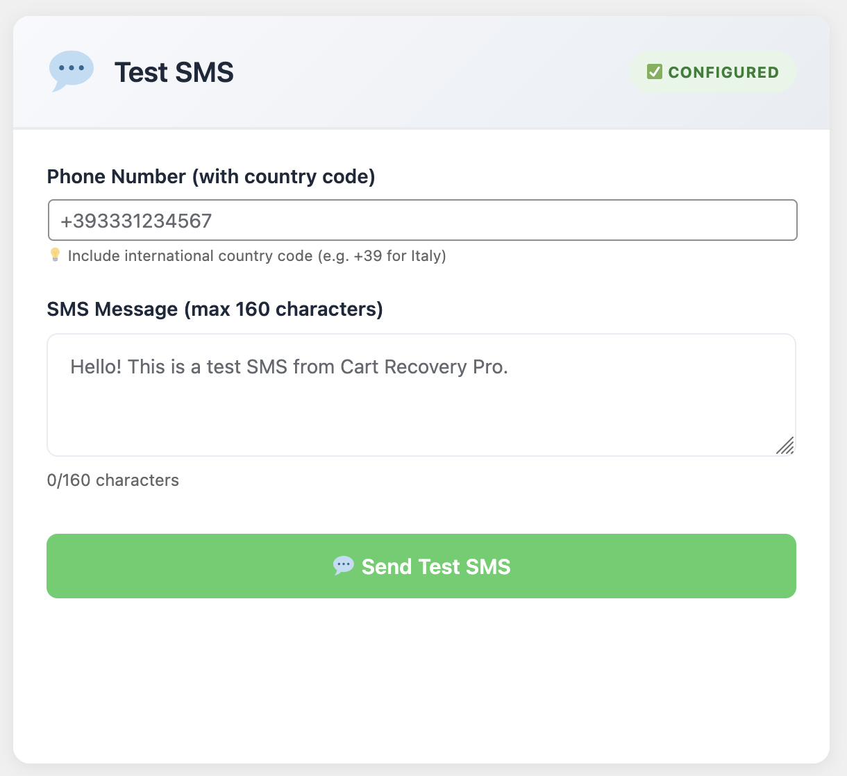 Impostazioni SMS