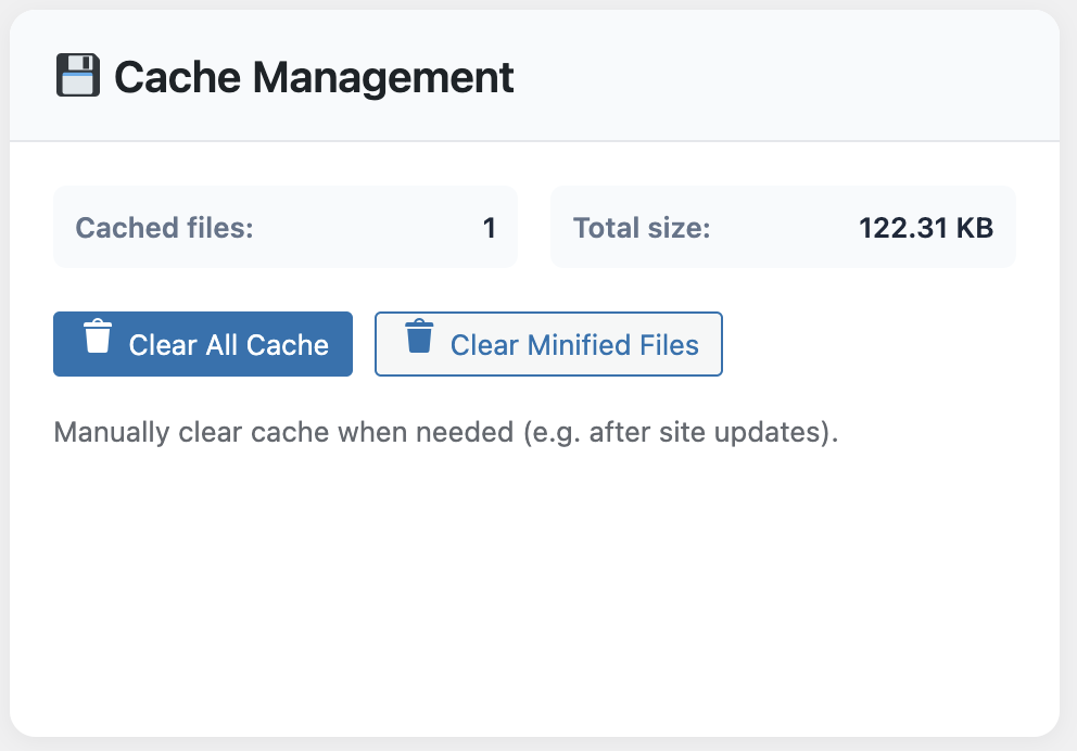 WP Turbo Optimizer Cache Management Interface