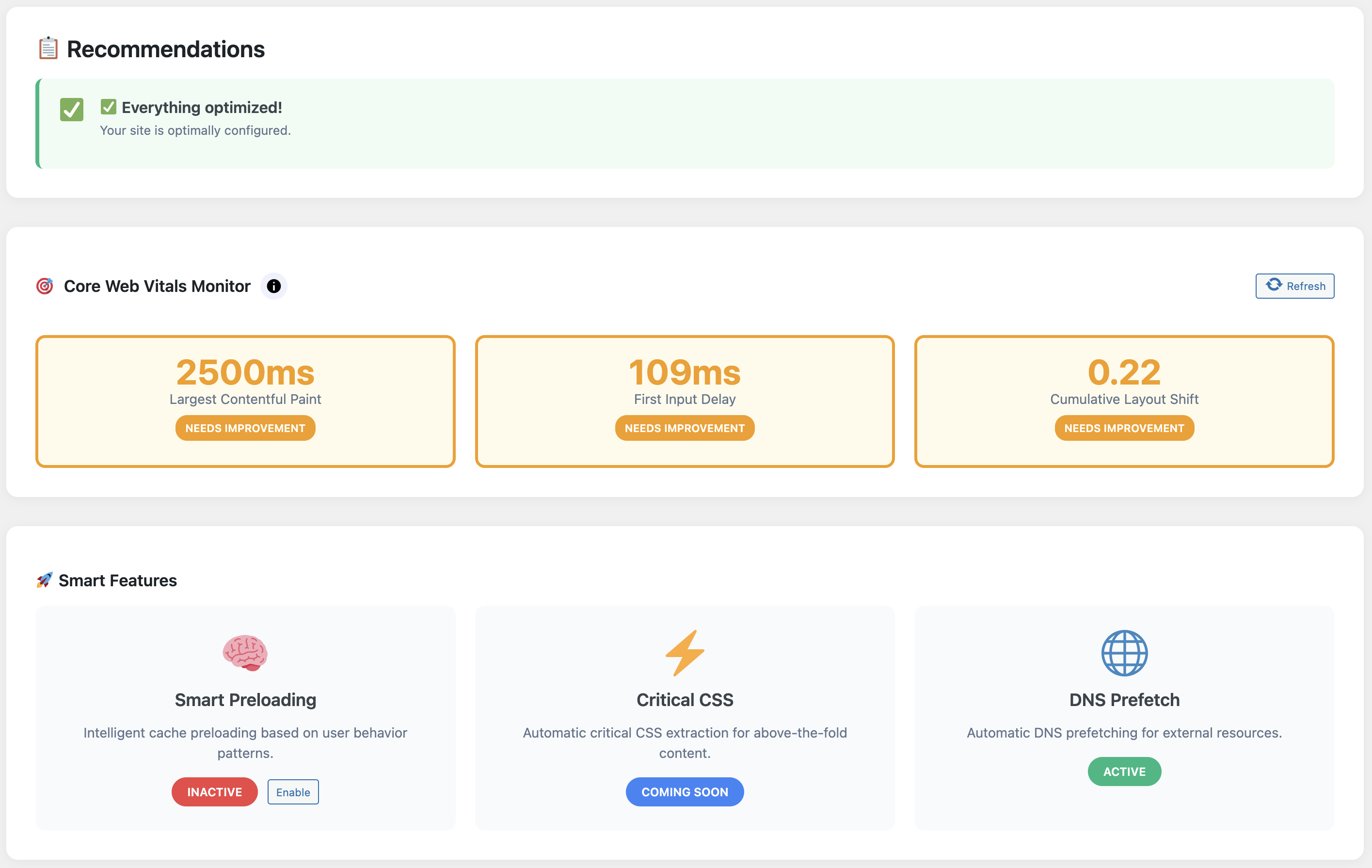 Feature overview of WP Turbo Optimizer