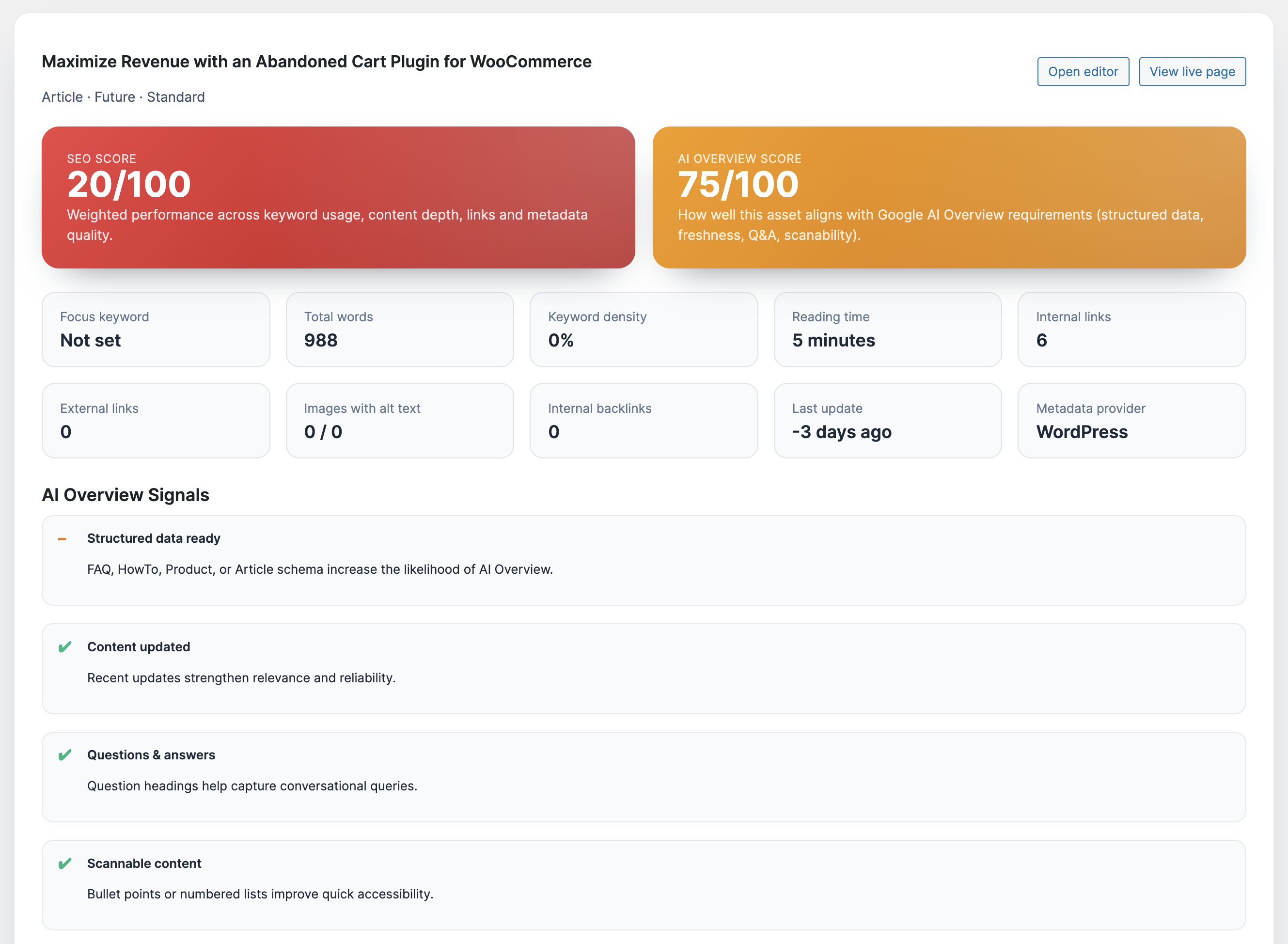 Realtime SEO Analyzer
