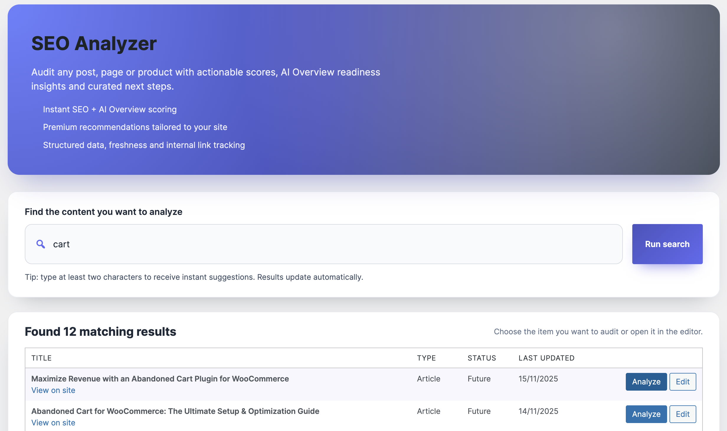 Analyzer Posts